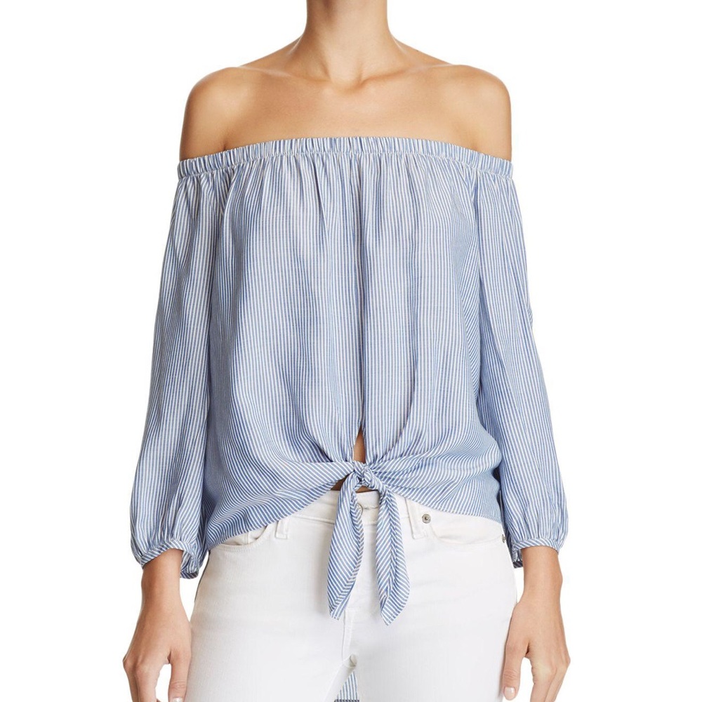 off the shoulder tie front blouse